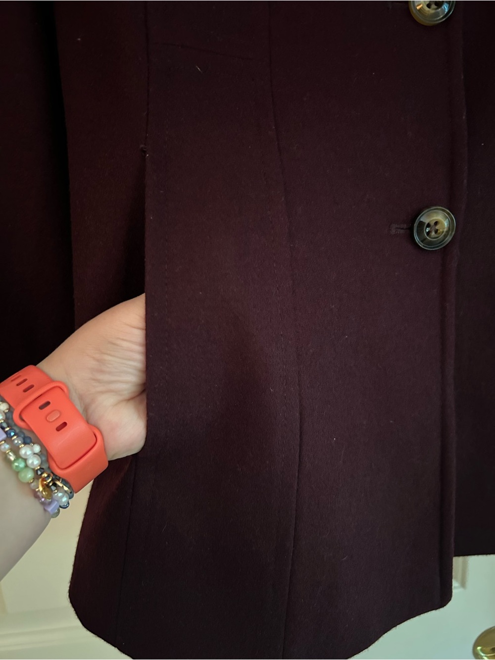 London Fog Women's Plum Wool-Blend Button Coat - Picture 3 of 4